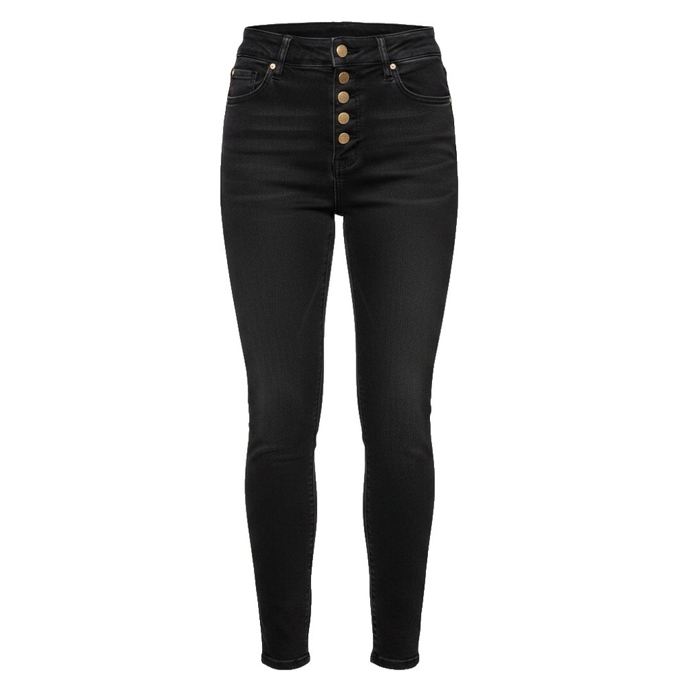 White House Black Market Jeans Women's Sz 2 (28x26) Black SkinnyLeg Fold Over